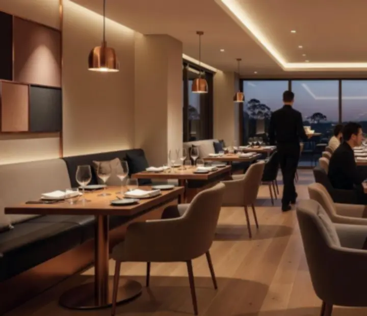 Main dining room at Acean Dashgrill with contemporary Australian design and warm lighting